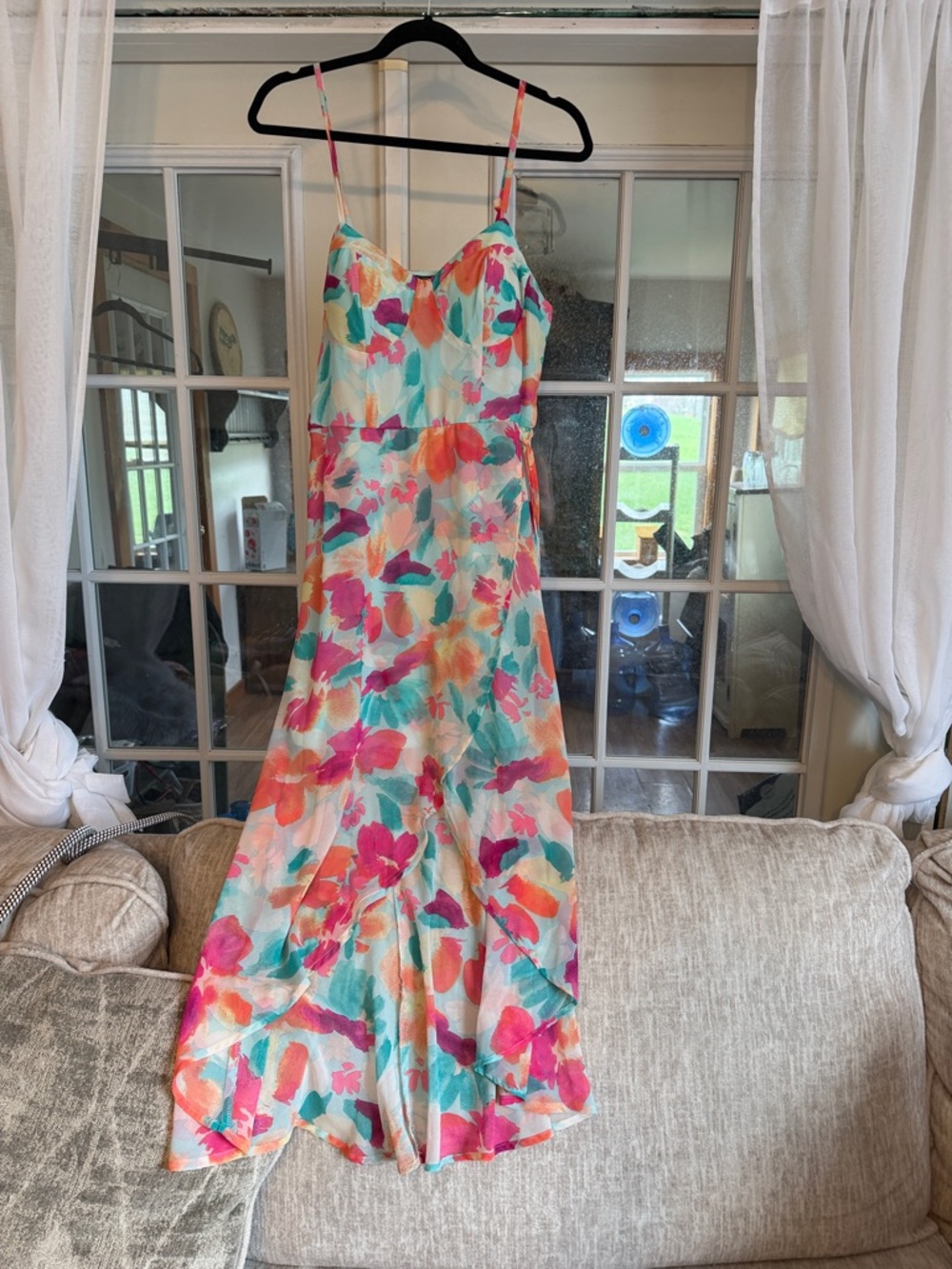 Lily Rose Floral Maxi Dress in Mint, Pink & Orange